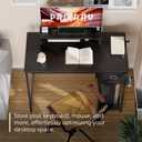 Pamray 39 Inch Computer Desk with Monitor Stand Small Home Office Desks with Non-Woven Storage Drawer for Bedroom Study Table Writing and Work Desk Black