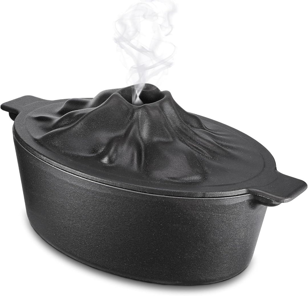 Upgraded Wood Stove Steamer with Handle, Wood Stove Humidifier, 3 Quart Large Capacity Woodstove Steamer, Cast Iron Humidifier for Wood Stove, Fireplace Steamers Pot Rust Resistant (Black)