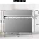 IKTCH Range Backsplash with Shelf 24 x 30 Inch Range Hood Wall Shield, Stainless Steel Backsplash Silver Splash Plate for Range Hood Stainless Backsplash with Built-in Storage Shelf and Hanging Rack