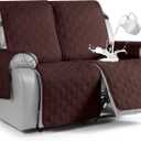 VANSOFY Waterproof Recliner Couch Covers, Sofa Covers 1-Piece Washable Reclining Sofa Cover Non-Slip Furniture Protector with Elastic Straps Pocket for Dogs, Pets(Coffee,2 Seater)