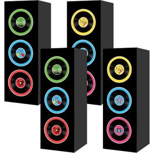 Hxezoc 4 Pcs 80s 90s Party Decorations Hip Hop Music Party Favor Large Paper Boombox Boxes Boom Box Table Centerpieces for Retro 1980s 1990s Theme Neon Birthday Disco Party Supplies