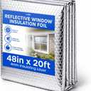 Reflective Window Insulation Foil, Double Side Aluminum Foil Bubble Insulation for Windows, RVs, Garages Door (48in x 20ft)