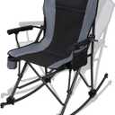 REDCAMP Oversized Folding Camping Chair for Adults Heavy Duty 250/300/330lb, Sturdy Steel Frame Outdoor Camp Chairs Portable Lawn Chair with High Back and Cup Holder (Black With Rocker)