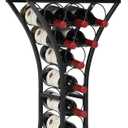 VEVOR 15 Bottle Wine Rack,Iron Freestanding Floor Wine Holder, Mini Bar Stand Liquor Cabinet with Wood Tabletop, for Home Bar,Kitchen,Living Room,Dining Room,16.9''L X 11.4''W X 35.2''H