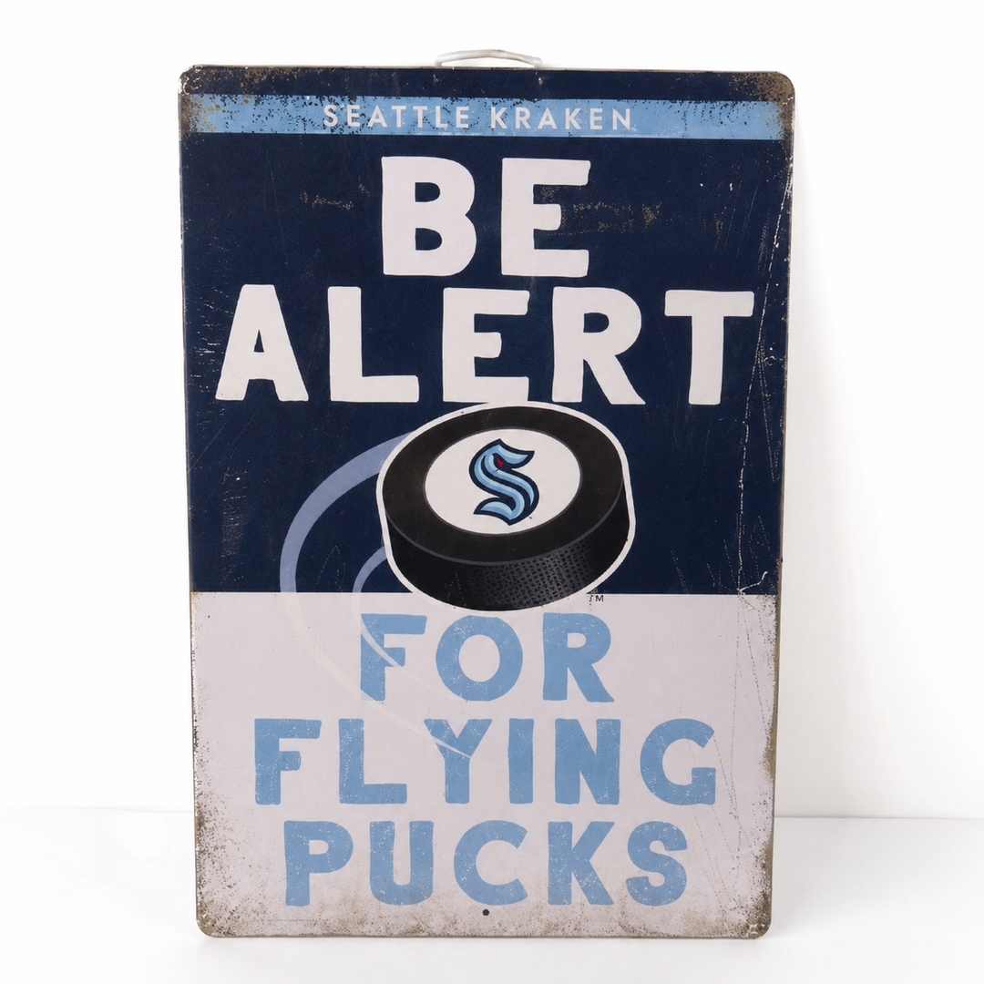 Be Alert Metal Sign, Blue