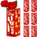 Tellingyou 6 Pcs Valentine's Day Table Centerpiece Decor Red Love Romantic Vase Tabletop Centerpiece Signs Boxes Valentines Decorations for Home Decor Gift Dining Room Table Wedding Anniversary Party