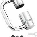 1440 Rotatable Faucet Aerator Extension - U-Shaped Sink Faucet Extender with 360 Swivel, 2 Adjustable Modes for Bathroom & Kitchen (Silver)