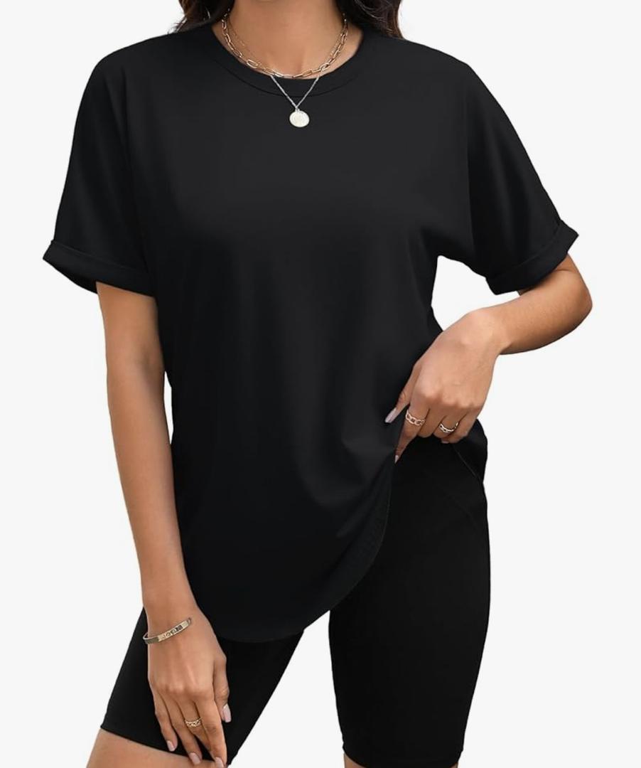 Womens Oversized T Shirts Business Casual Shirt Crewneck Short Sleeve Tops Loose Fitting Fashion Workout Tops Trendy Medium