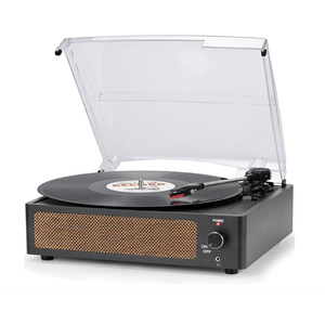 Record Player for Vinyl All-in-one Turntable with Speakers Belt-Driven Turn Table 3-Speed 3 Size 33 1/3 45 78 RPM BT Wireless Headphone AUX-in RCA LP Phonograph Auto Stop New Sleek Light Pale Purple