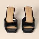Amazon Essentials Women's Wedge Sandals, Black Faux Leather, 9.5