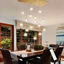 W27.6 x D11.8 x H118 Rectangular Glam Chandelier Bubble Crystal Ceiling Pendant Lights Dimmable High Ceiling Chandeliers Fixtures Adjustable Long Lights Antique Gold