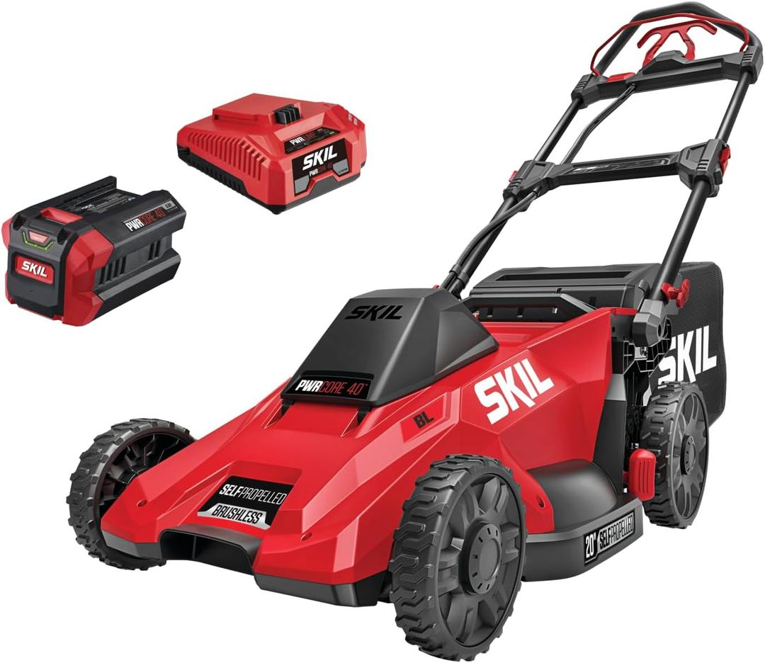 SKIL PWR CORE 40 Electric 20" Lawn Mower, Self-Propelled Cordless, Includes 40V 6.0Ah Battery and PWR Jump Charger - SM4910C-11