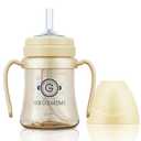 GROSMIMI Spill Proof no Spill Magic Sippy Cup with Straw with Handle for Baby and Toddlers, Customizable, PPSU, BPA Free 6 oz (Butter)