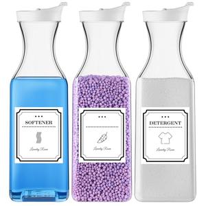 Laundry Detergent Dispenser,54oz Fabric Softener Dispenser,Plastic Liquid Laundry Detergent Container,Laundry Detergent Organizer for Laundry Room Organization with 4 Labels,2 Pack,White
