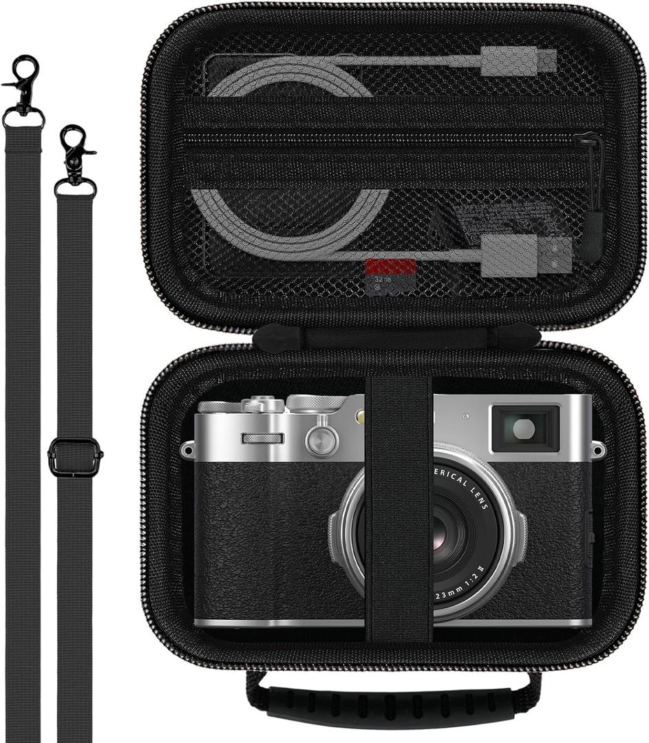 Travel Carrying Case for Fujifilm X100VI/ X100V/ X100F/ X100S Didital Camera, Camera Bag Shockproof Protective Case with Adjustable Shoulder Straps - Black (CASE ONLY)