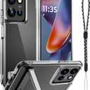 JanCalm for Moto G 2025 Case Clear, Built-in Metal Magnetic Kickstand, Slim Phone Cases, Soft TPU Bumper & Hard PC Rugged Cover, Anti Yellowing, Shockproof Drop Protection, Lanyard (Clear)