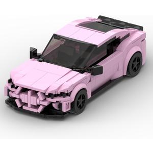 Custom Building Block Sports Car Set, Pink and Black, Racing Vehicle Construction Toy