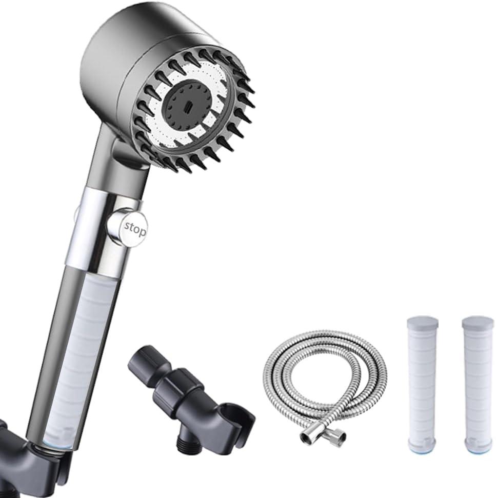 Shower Head with Handheld, Shower Heads High Pressure,3 Modes Filtered Showerhead Water Saving with 59Replacement Hose/Bracket/Cotton Filters