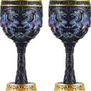Jinei 2 Pcs Medieval Cups and Goblets Dragon Wine Goblet Chalice Goblet 7 oz Resin Dragon Cup Gothic Wine Glass Romantic Stainless Steel Drinking Cup for Medieval Party Decorations(Antique) (Charming Style, Stylish Color)