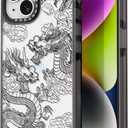 Compatible for iPhone 14 Case Cute Aesthetic - Durable Shockproof 6.6 ft Drop Impact Phone Case Cover with Funny Fashion Dragon 6.1" Black