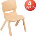 Flash Furniture 4 Pack Natural Plastic Stackable School Chair with 12'' Seat Height, Set of 4