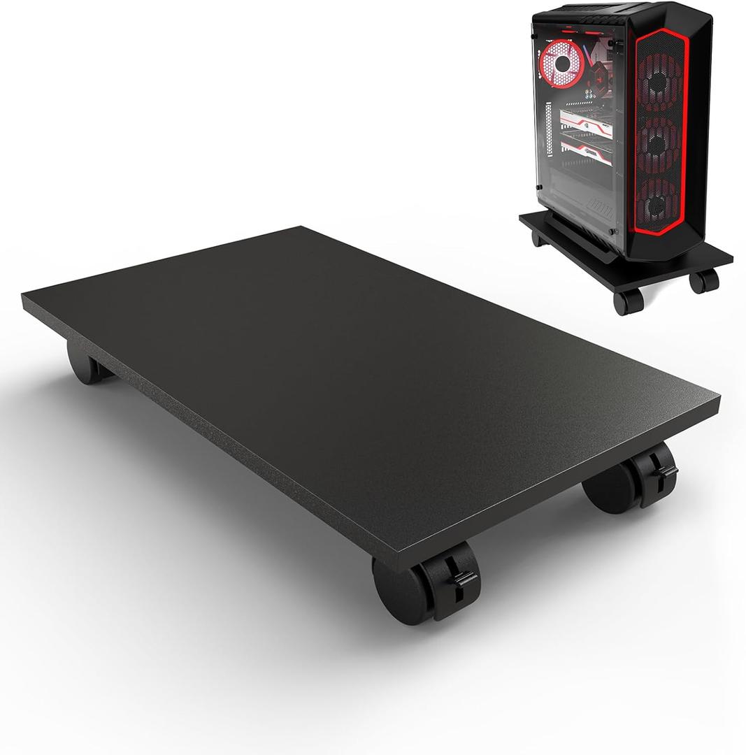 CPU StandComputer Tower StandMobile CPU Holder with 4 Caster Wheels Fits for PCPrinterMost Computer TowerOfficeHomePlanter CaddiesDog Bowl Stand (Black)