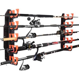 Hikeen Fishing Rod Holders, Fishing Pole Holders for Garage, Wall or Ceiling Mounted Fishing Rod Rack Holds Up to 10 Rods（1 Pack）