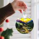 Stained Glass Ornament, Christmas Ornaments, Christmas Decorations for Tree, Holiday Ornament, Gifts for Nature Lovers, Holiday Party Gifts, Gift Ideas & Xmas Gift - Mountain Range