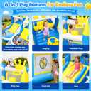 Inflatable Water Slide for Kids Ages 3-8, 6-in-1 PVC Water Bounce House | Blow Up Water Park with Splash Pool, Basketball Hoop, Ring Toss & Water Guns, Air Blower, for Backyard, Outdoor, Indoor, Small