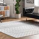 Nuloom SpinClean Blythe Grey/Off-White, 9' x 12', Geometric, Soft and Cozy, High Traffic, Stain Resistant, Easy Clean, Durable, Machine Washable Area Rug for Bedroom, Living Room, Dining, Den, Foyer