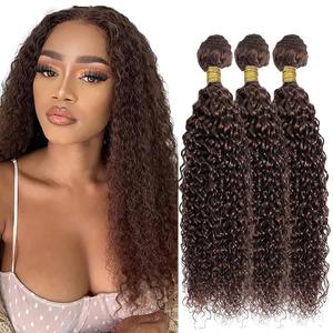 Curly Wave Human Hair Bundles 18 20 22 Inch #4 Chocolate Brown Bundles Human Hair 12A Unprocessed Native Virgin Hair 100/PC 3 Extensions Wet and Wavy Weave for Women