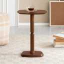 MH London Cooper 22" Solid Wood Pedestal Side Table, Walnut, 15" x 12" x 22"