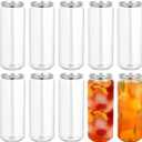 Gatuida 8pcs 500ml Plastic Juice Bottles with Caps, Empty PET Disposable Plastic Bottles, Clear Drink Containers with Pop Can Caps for Juice Drinks and Beverages 