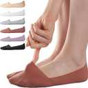 Sofier No Show Socks Womens, Non Slip Low Cut 6 Pairs Thin Silky Dress Footies Liner Invisible Socks Flats Loafers Sneakers (9-12)