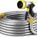 Metal Garden Hose 25 ft 304 Stainless Steel Water Hose with Nozzle Sprayer, Garden Hoses Flexible, Lightweight, No Kink, Heavy Duty for Outdoor (25 ft)