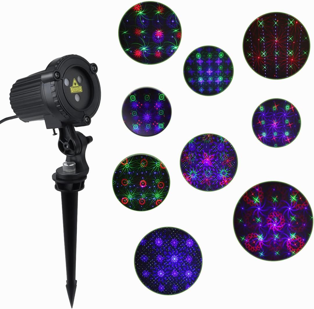 MHAZDZE Outdoor Laser Christmas Projector Lights 18 Pattern Decorative Laser Projector for Home and Garden