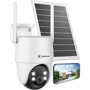 24/7 Recording AOV WiFi Security Camera Outdoor Wireless with 10000mAh Battery 8W Solar Panel, 2K PTZ, 30 Meters Night Vision, AI Detection, AI Tracking, Two-Way Audio