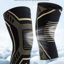 Copper Knee Brace for Men & Women - Knee Compression Sleeve with Side Stabilizers - Knee Support for Running, Hiking, Walking, Basketball, Volleyball, Meniscus Tear, ACL, Arthritis Knee Pain Relief