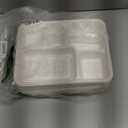 Hacaroa 50 Pack 5-Compartment Compostable Paper Plates, Natural Disposable Bagasse School Lunch Trays, Deep Divided Plates for Party, Picnic, Biodegradable, White