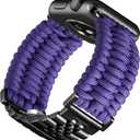 BINLUN Compatible with Apple Watch Band 49mm 46mm 45mm 44mm 42mm 41mm 40mm 38mm Braided Paracord Stainless Steel Sport Watch Strap Fit for iWatch Ultra Series 10/9/8/7/SE2/SE/6/5/4/3/2/1 for Men Women (Purple-Black)