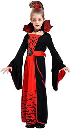 ThinkMax Halloween Vampire Costume for Girls， Kids Royal Queen Skirt for Halloween Dress Up Party, Size Medium