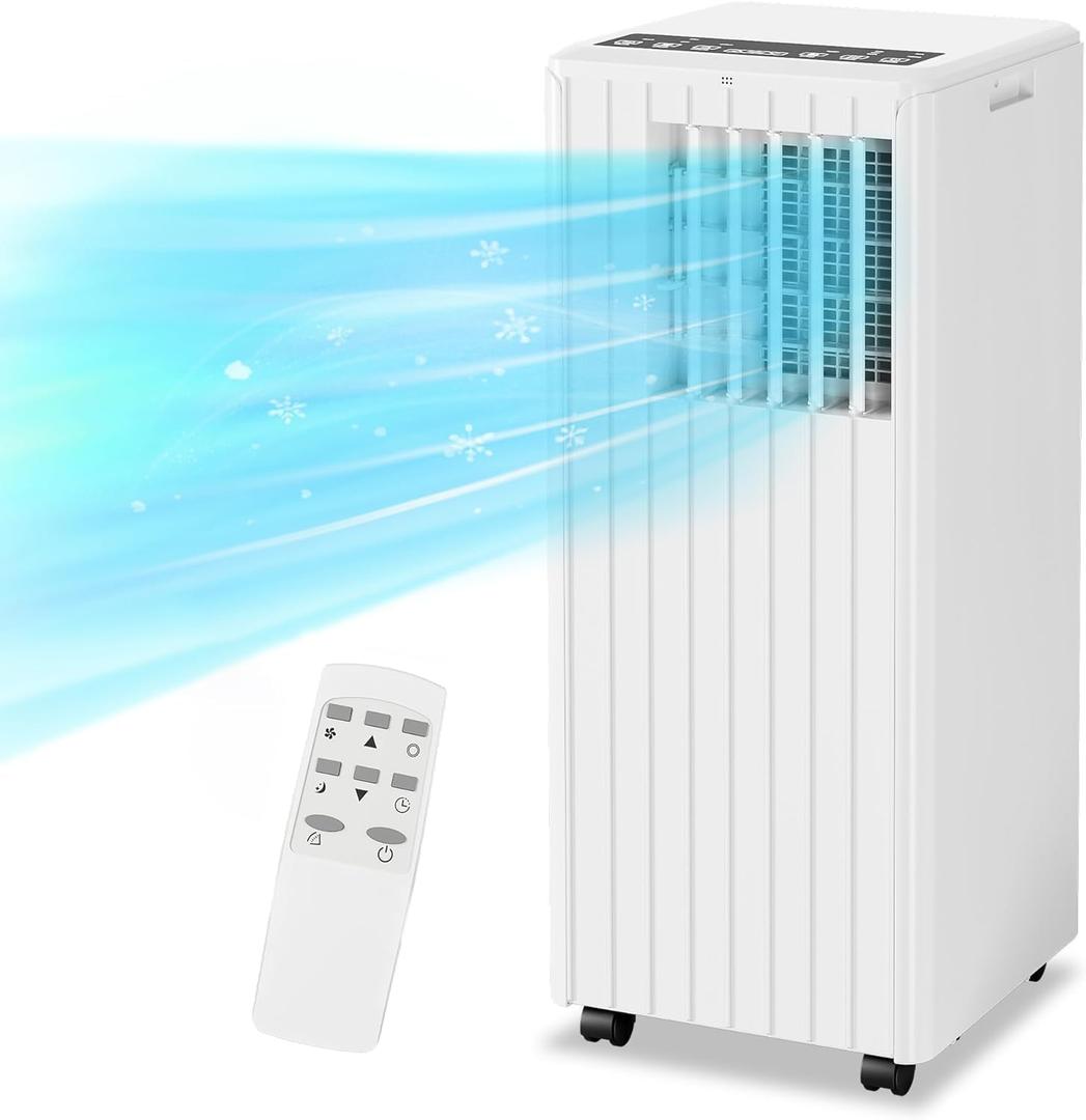 8,000 BTU Portable Air Conditioner, 3-1 AC Unit with Dehumidifier, Fan, Sleep Modes for Rooms Up to 350 Sq, Quiet Portable Cooling AC with Remote Control & 24H Timer for Bedroom, Apartments