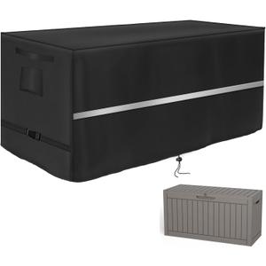 Deck Box Cover Heavy Duty Waterproof Deck Box with Handle, Outdoor Large Storag Cover Patio Rectangular Bench Covers (43 x 18 x 21inch)