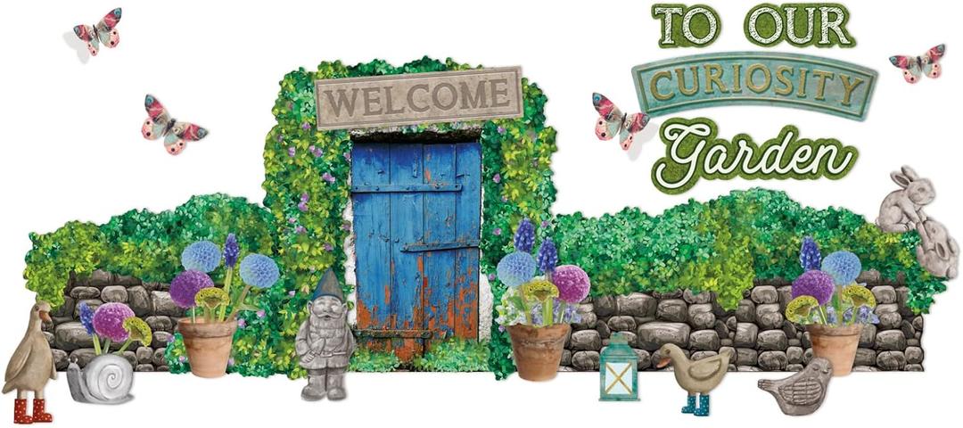 Eureka Curiosity Garden Welcome Classroom Bulletin Board Set for Teachers, 50 Pieces