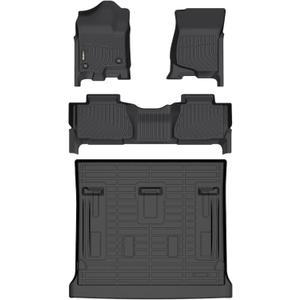 HAFIDI Floor Mats & Cargo Liner Set Fit for Chevrolet Chevy Tahoe & GMC Yukon 2007-2014 All Weather Protection TPE Anti-Slip Automotive Full Set Floor Liners Custom Accessories - Black