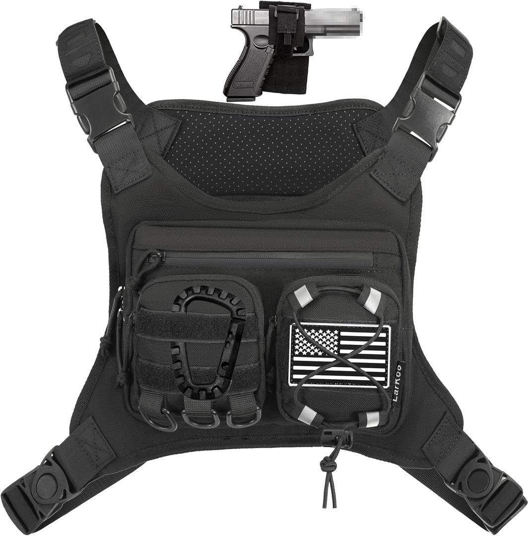 Sports Chest Holster Bag EDC Pouch Bag IFAK Chest Pack for Running (Black)