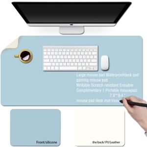 Erasable writable(Frontside) Table mat,Dual Sided Desk Mat, Large Mouse Pad, Notepad, Writing White Board (Includes 7.9"x9.4" Portable Mousepad)