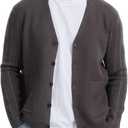 Men's Cardigan Sweater Button Front V-Neck Long Sleeve Knit Sweaters (3XL, Gray)