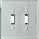 Silver Glass Mirror SWITCH HITS Double Light Switch Cover Plate | 2 Toggle | 5.25" x 5.25" | Professional Quality Glass Mirror Wall Plate Covers For All Configurations
