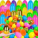 200 PCS 3" Large Fillable Plastic Easter Eggs with 6 Golden Eggs, Empty Bright Colorful Eggs for Kids Easter Hunt Classroom Prizes Basket Stuffers Easter Party Favors